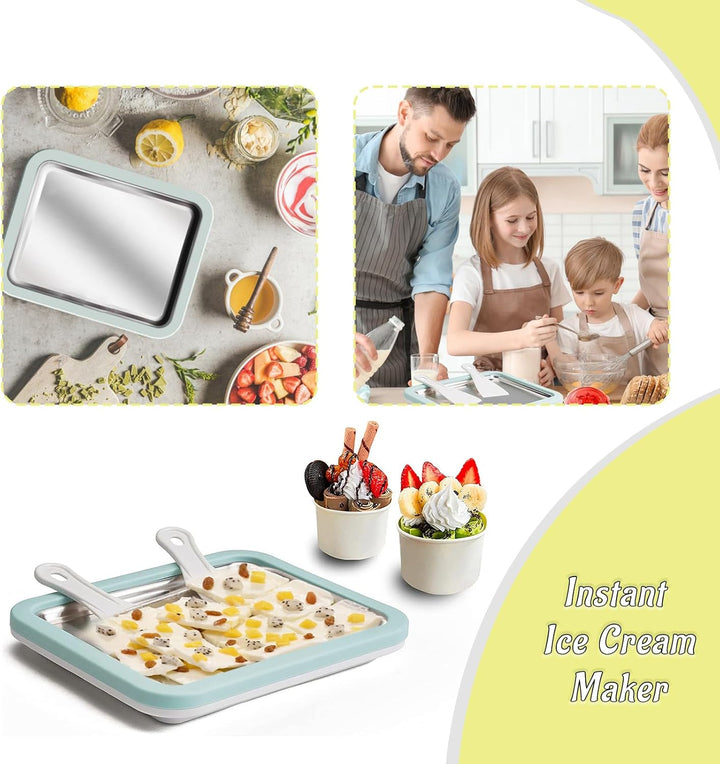 Eisplatte Eis Rolls zum Eis Machen DIY, Ice Cream Machine rolls maker mit 2 Spateln, Gelato Rollmasc