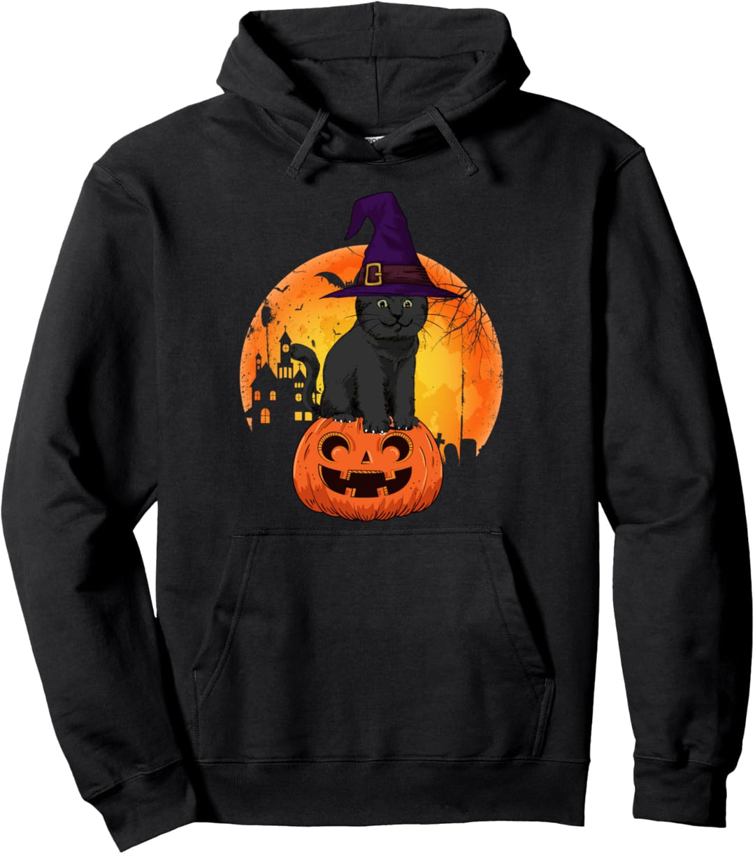 Halloween Katze Lustiges Kostüm mit Kürbis Katze Halloween Pullover Hoodie