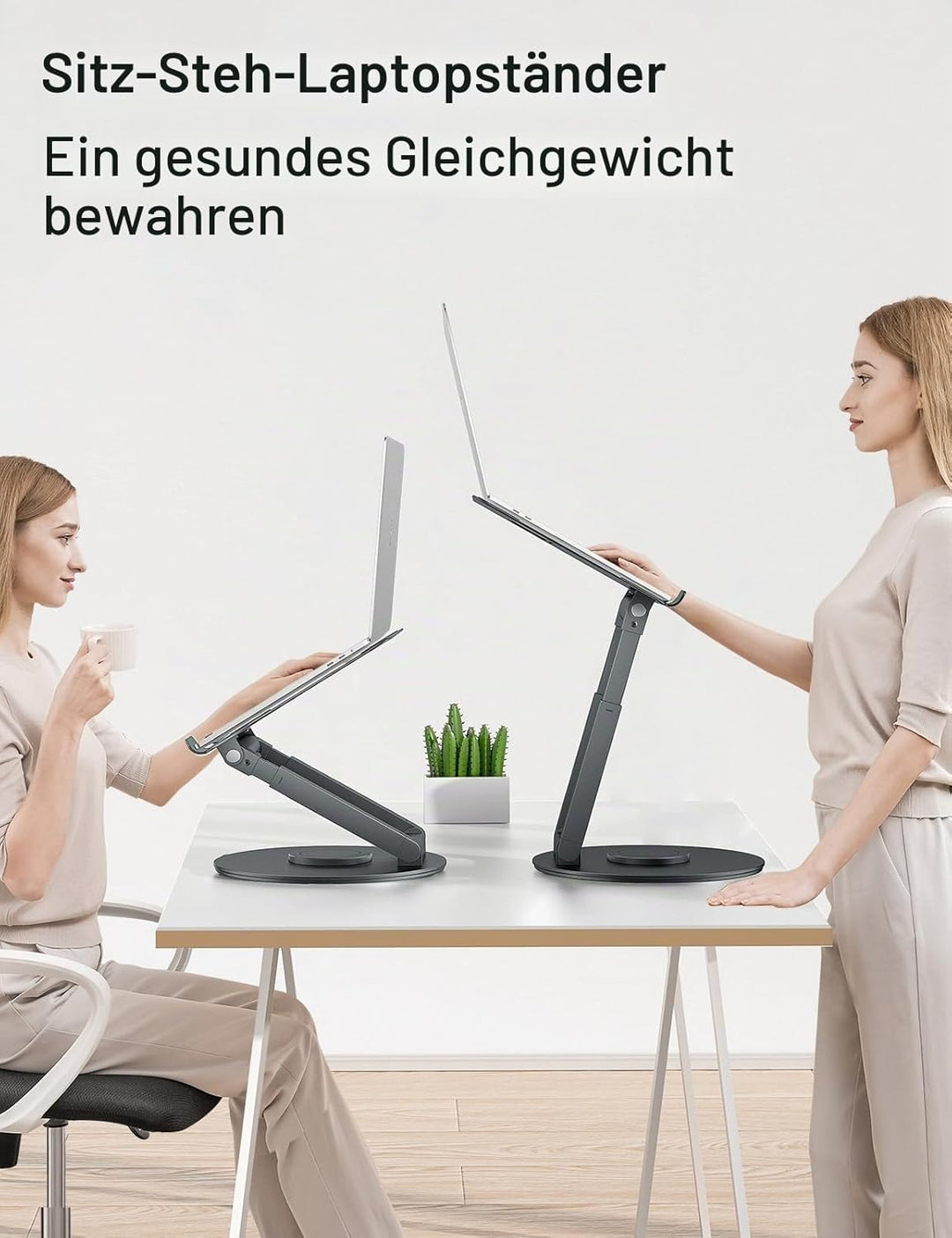 Laptop Ständer Höhenverstellbar mit 360° Drehbarer Basis, Ergonomisch Laptopständer, Laptop Erhoehun