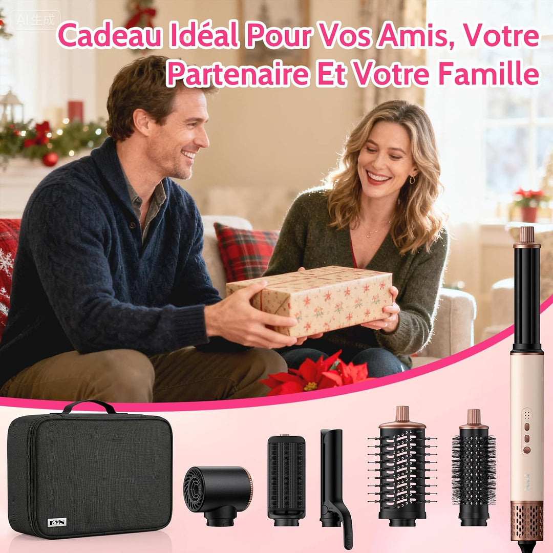 6 in 1 Hairstyler,1400w Hochgeschwindigkeits Airstyler rundbürstenföhn mit Lockenstab Automatisch, W