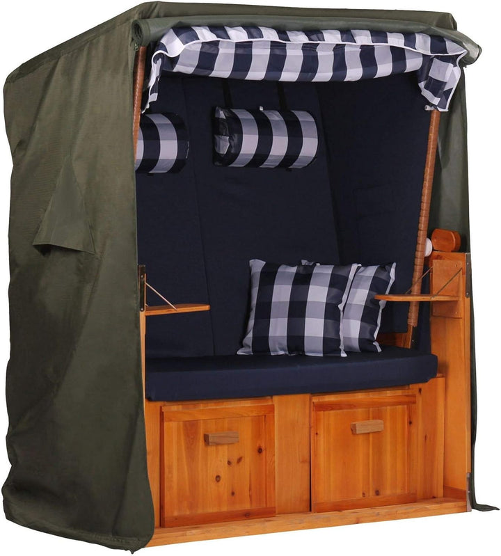 Strandkorb Hanse Schutzhülle Winterfest aus 600 D Oxford Gewebe mit extra flexiblem Klettverschluss,