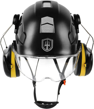 GREEN DEVIL Schutzhelm Arbeitshelm mit klarem Visier und Gehörschutz Ohrenschützer Einstellbarer ABS