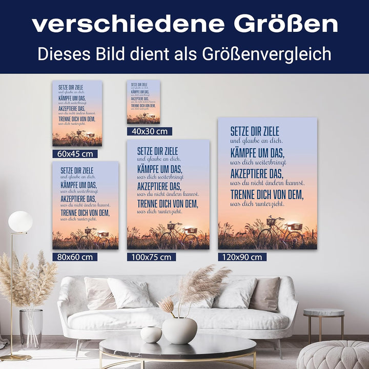 wandmotiv24 Motivations Motiv als Leinwandbild, 60x45cm, Hochformat, Motivation, setze dir Ziele, Fa