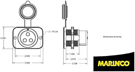 Marinco 3-adrige ConnectPro Buchse und Stecker, 12 VCP 70A, 3-Draht-Buchse, 70A, 3-Draht-Buchse