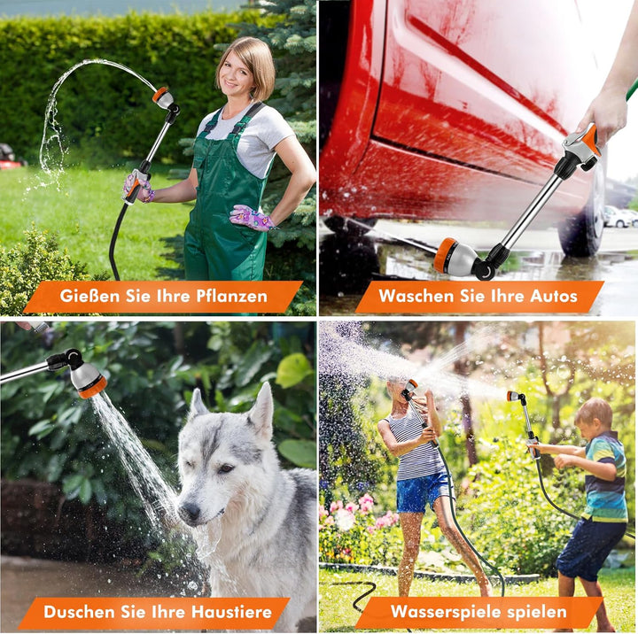 RESTMO Garten Giessstab Metall, 39cm Lang Gartenbrause mit Stiel, 180° schwenkbaren Kopf Stabbrause