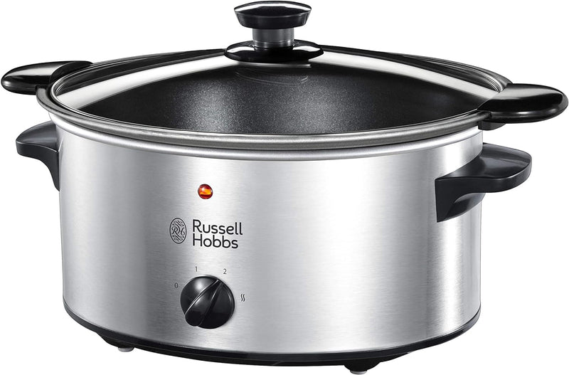 Russell Hobbs Slow Cooker [antihaftbeschichteter 3,5l Gartopf] Schongarer Edelstahl (3 Temperaturein