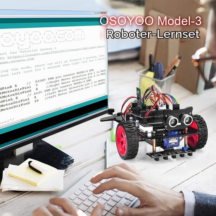 OSOYOO Modell 3 Roboter Auto Bausatz für Arduino | Programmierbares Lern Kit für Anfänger und Profis