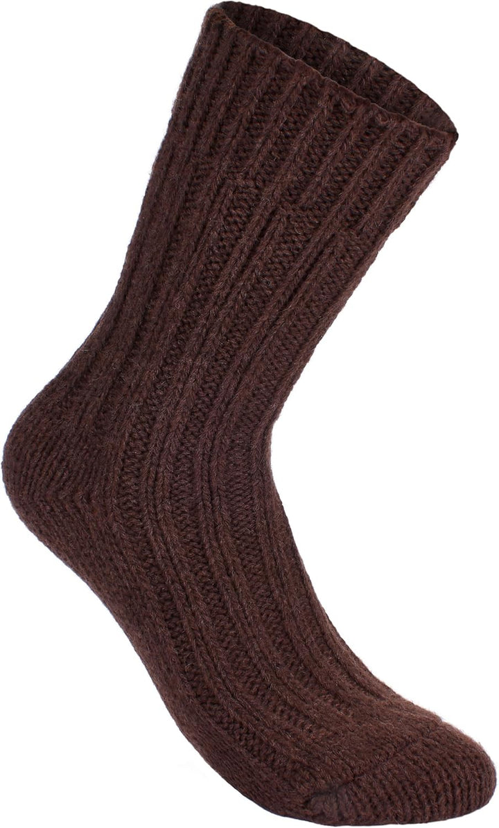Brubaker 4 Paar Alpaka Socken sehr dick flauschig und warm - reine Alpakawolle 35-38 Brauntöne, 35-3