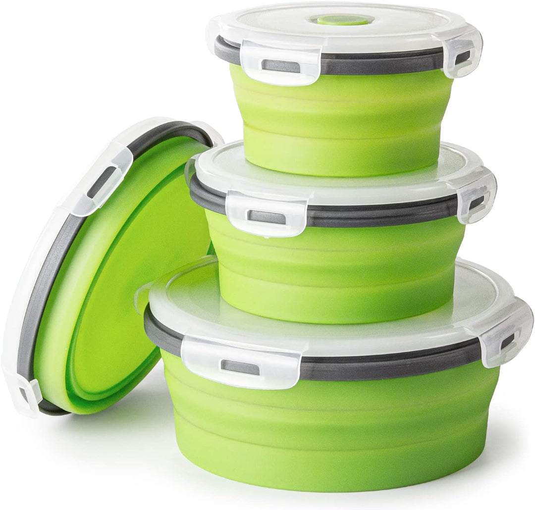Faltbare Brotdose aus Silikon 4PCS Runde, platzsparende Frischhaltebox luftdicht & wasserdicht, geni