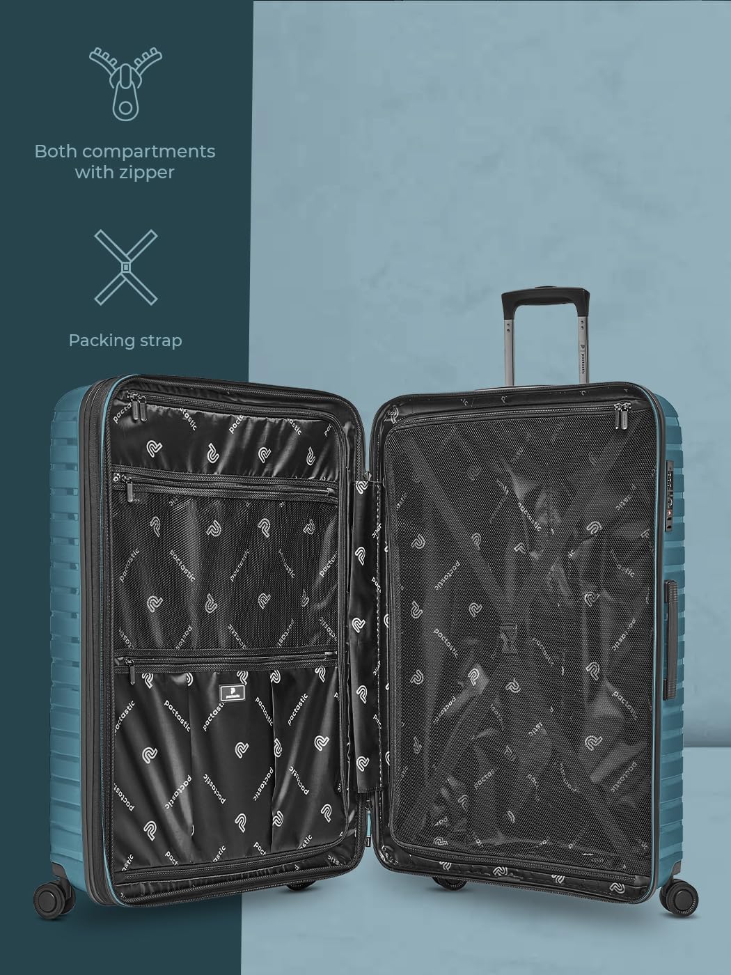 Pactastic Hartschalen Koffer-Set 3-teilig | hochwertiges Polypropylen Material | mit Dehnfalte erwei