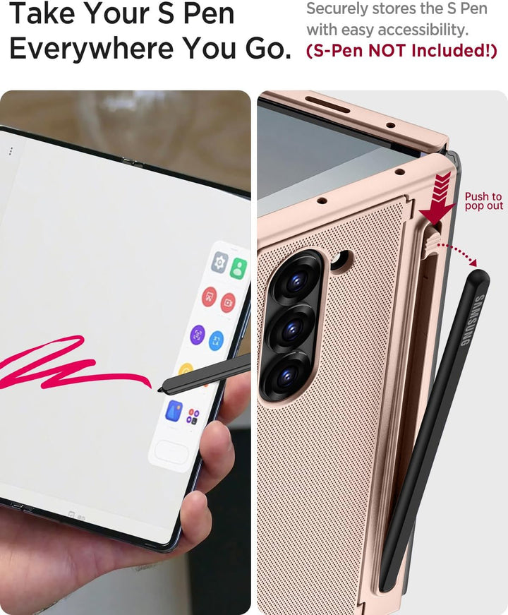 Miimall Kompatibel mit Samsung Galaxy Z Fold 7 Hülle mit S-Pen Holder, [Anti-SPY Displayschutz] Ultr