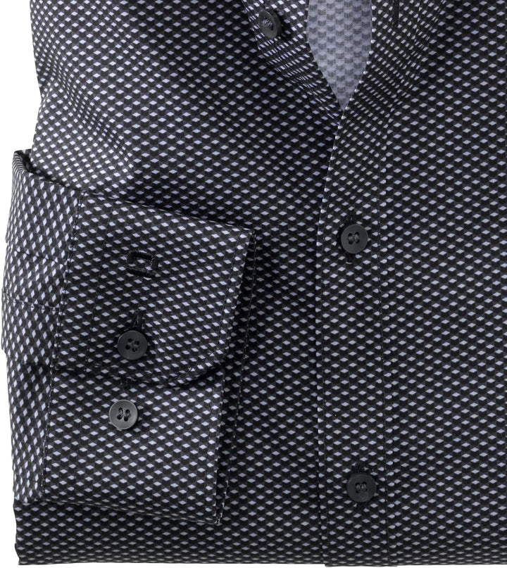 OLYMP Herren Businesshemd Langarm No. Six Digitaldruck auf Uni super Slim Modern Kent schwarz 68 40