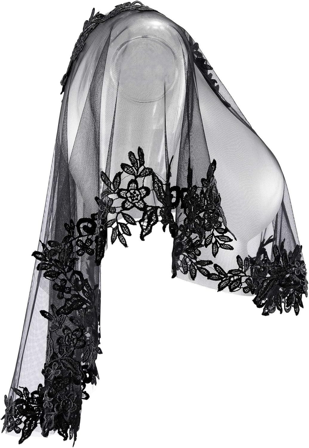 CHIC DIARY Elegant Stola Umschlagtuch Brautkleid Umhang Spitze Tüll Cape Retro Lace Boleros für Aben