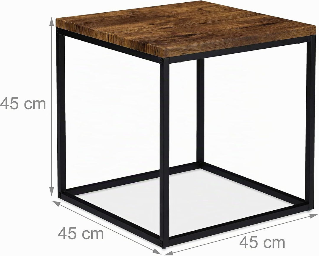 Relaxdays Beistelltisch, quadratisch, 45 cm, Industrial, Abstelltisch Wohn- &amp; Schlafzimmer, Metall,