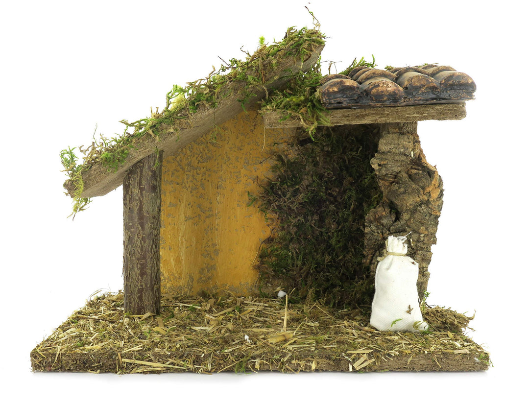 Bertoni Leere Krippenhütte mit Vordach | Italienisches Produkt | Für 8 cm Figuren | 23x14x20 cm