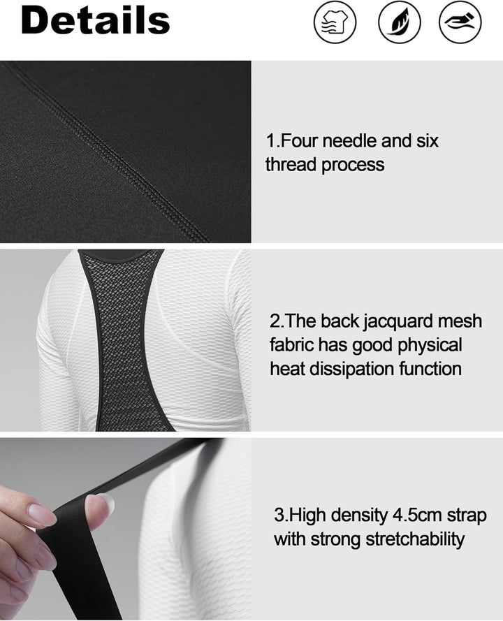 INBIKE Fahrrad Trägerhose Herren Lang Gepolstert Winter Elastizität mit Taschen Winddicht Atmungsakt