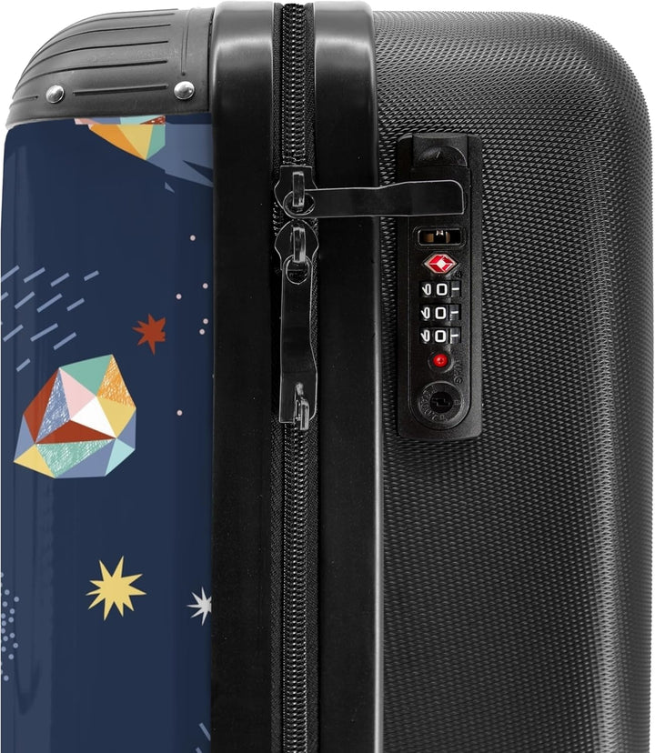 NoBoringSuitcases.com® Kinderkoffer - Koffer Kinder - Hartschalenkoffer Planetenmuster - Koffer Dunk