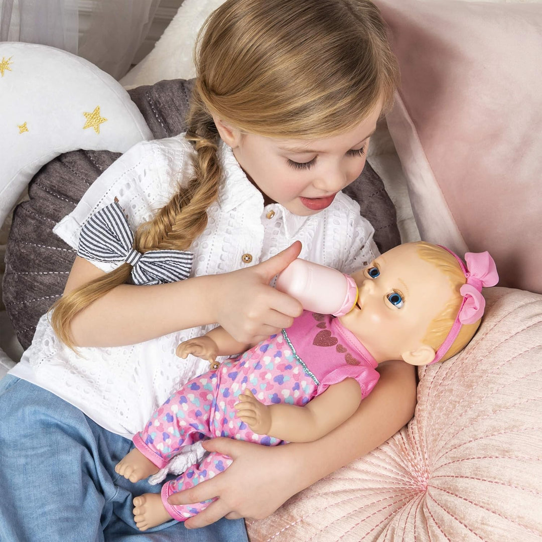 Luvabella 6047317 Newborn - interaktive Baby Puppe (43 cm) mit blonden Haaren, realistischer Mimik u