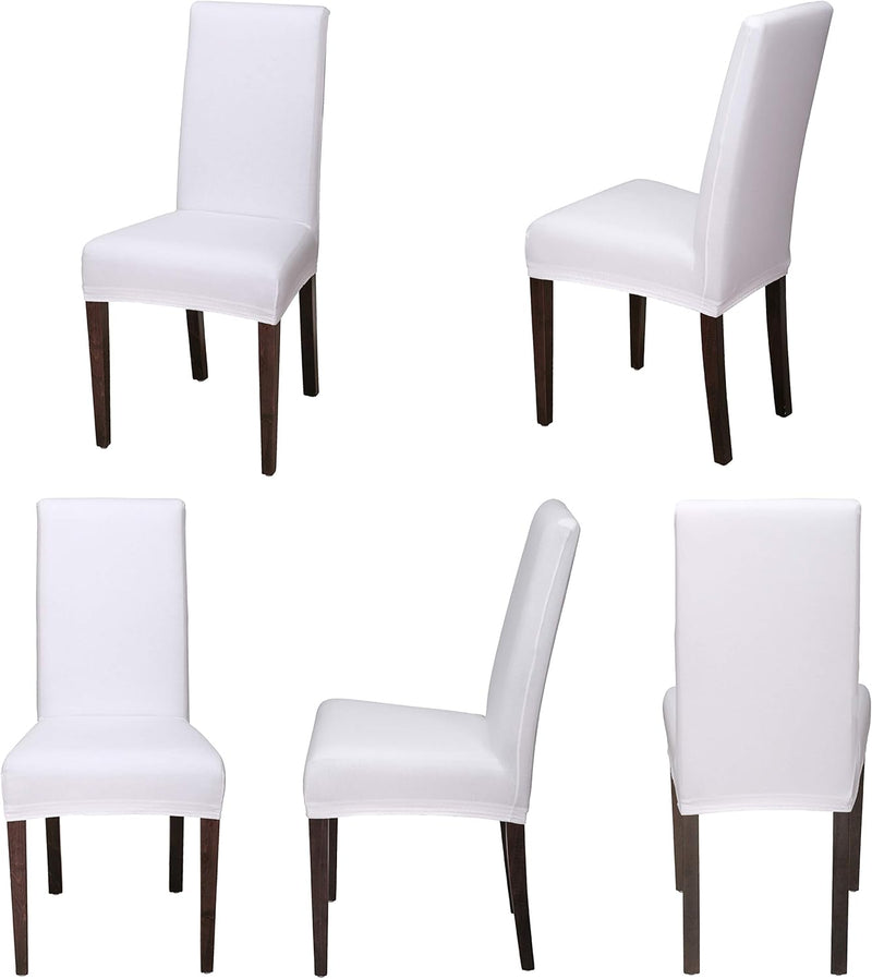 Staboos Stuhlhussen 6er Set - Hohe Elastizität - Stuhlbezug 6er Set - ÖKO TEX Zertifiziert (Weiss) 6