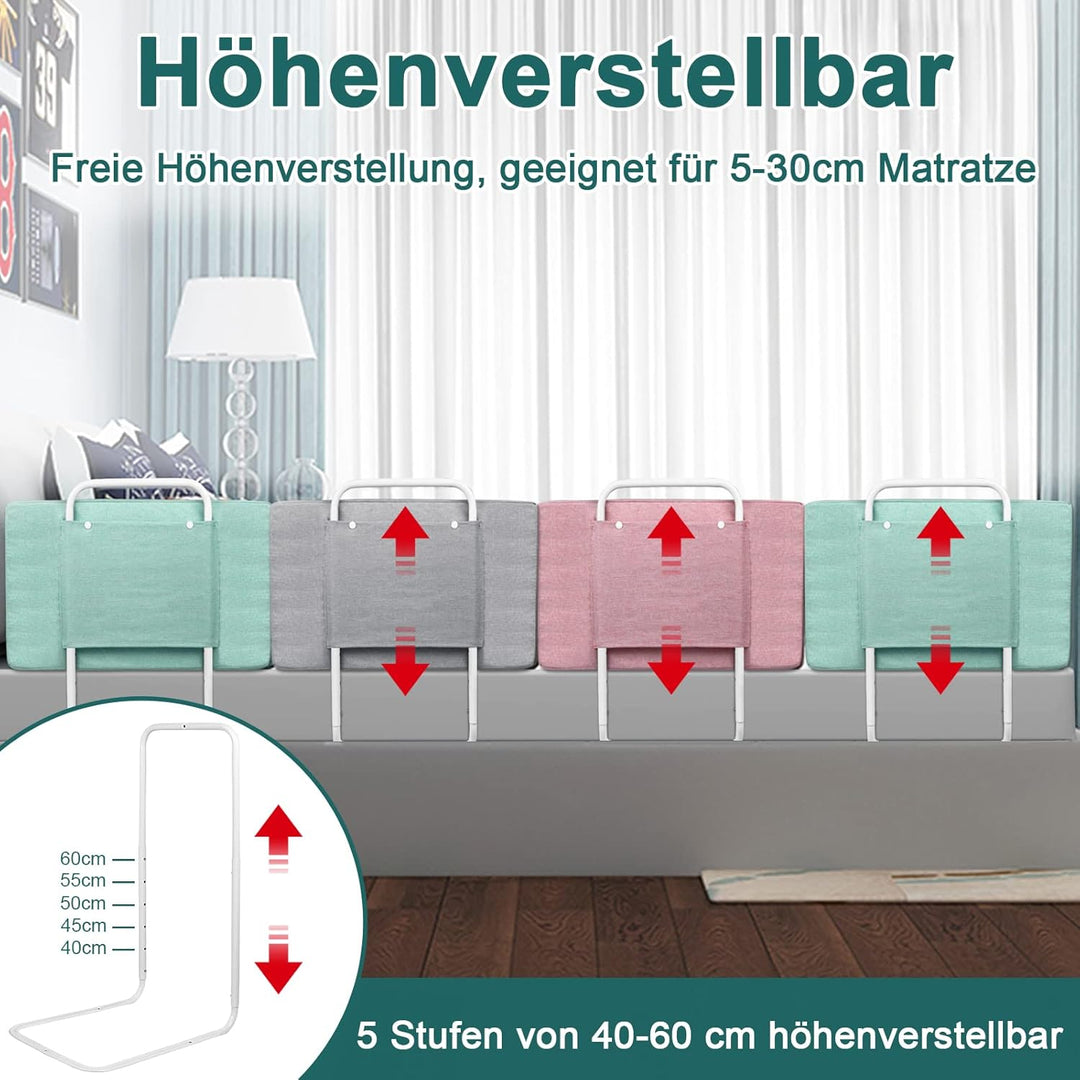HENGMEI Bettgitter Bettschutzgitter 150cm Kinderbettgitter Höhenverstellbar Absturzsicheres Bettgitt