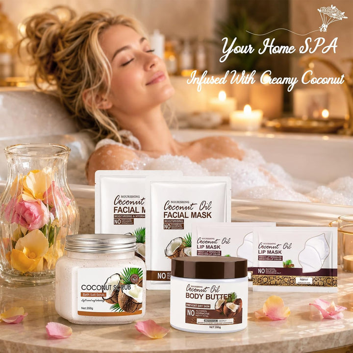 Körperpeeling Körperpflege Set, Body Scrub + Körperbutter + Gesichtsmaske + Augenpads – Komplettes B