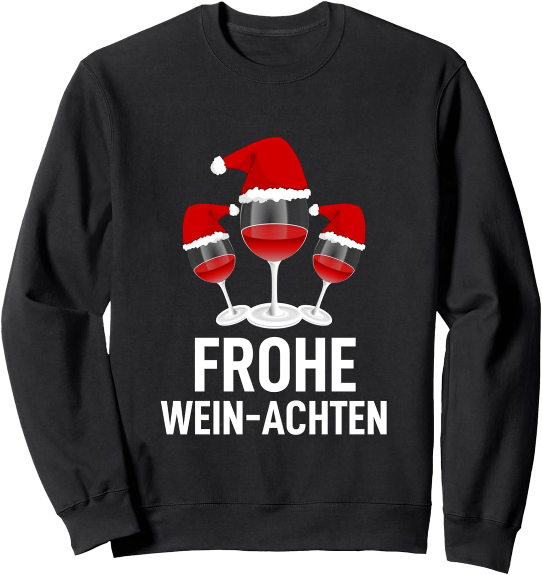Frohe Weihnachten Wein Rotwein Weinglas mit Weihnachtsmütze Sweatshirt