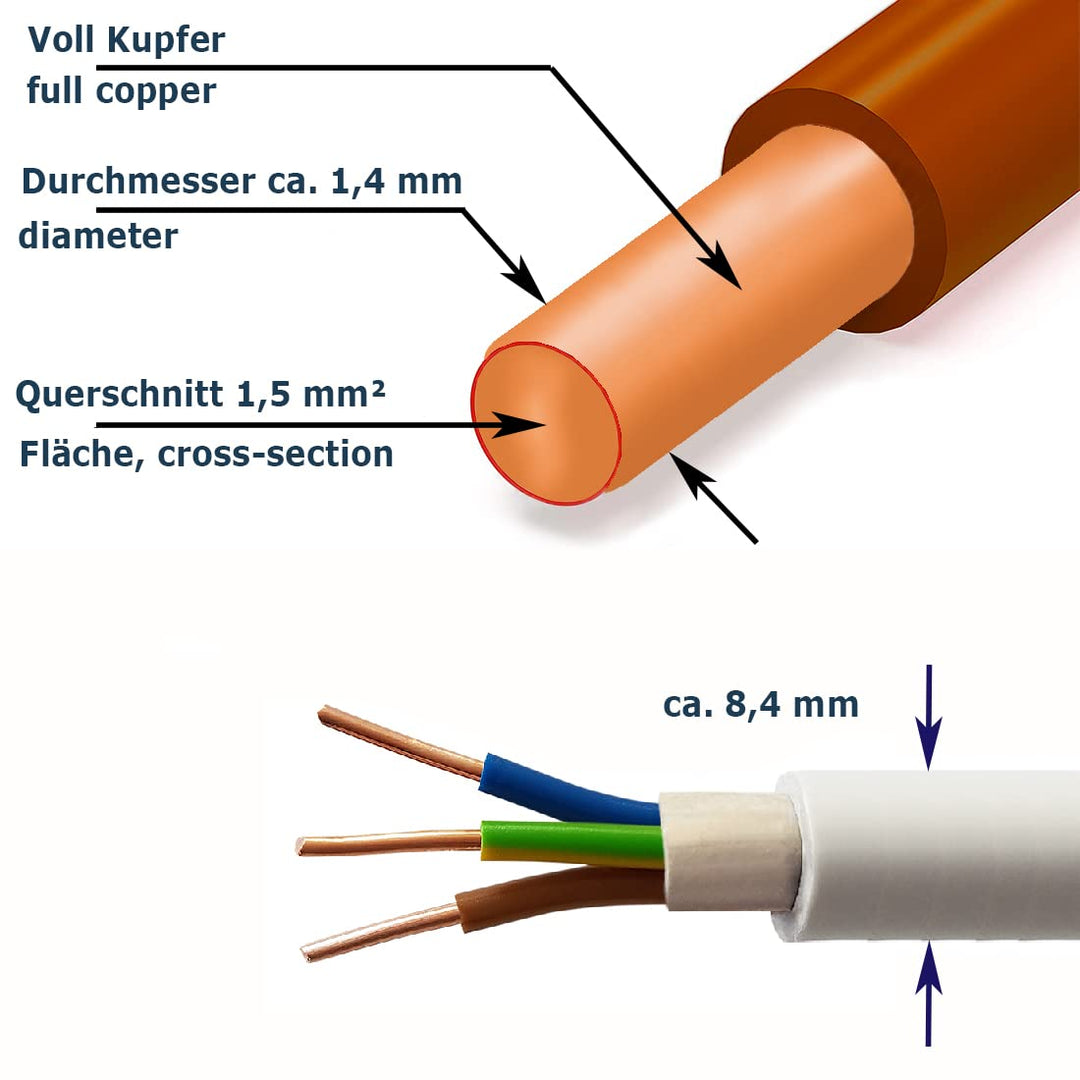 NYM-J 3x1,5 mm² 20m Mantelleitung Installationskabel Stromkabel nach DIN VDE 0250 M02 20 m NYM-J 3x1
