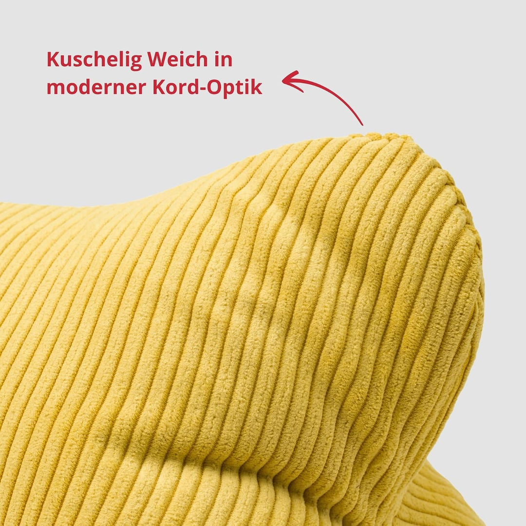 liebling Cord Lesekissen für Bett und Sofa, Bücherkissen, Lesehilfe, 40x25 cm, Leseknochen, Serie Ve