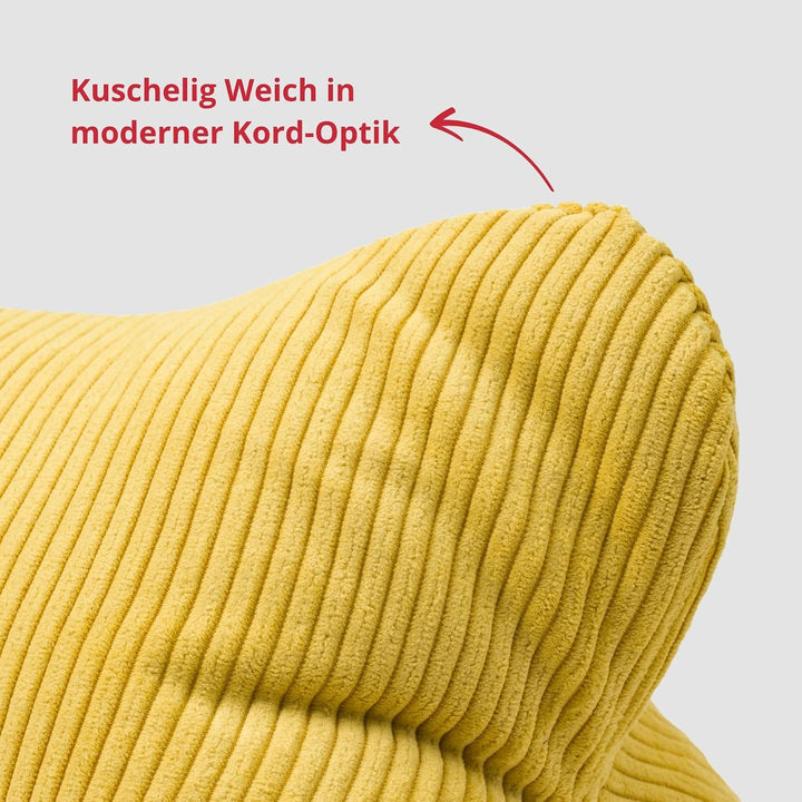 liebling Cord Lesekissen für Bett und Sofa, Bücherkissen, Lesehilfe, 40x25 cm, Leseknochen, Serie Ve