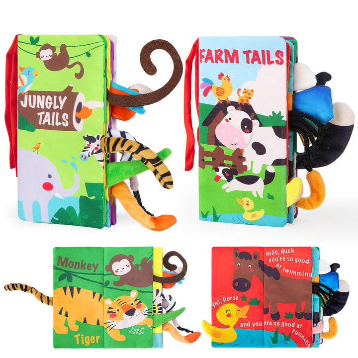 beiens Babybuch Baby Stoffbuch - 2 Stück Fühlbuch Spielzeug ab 6 Monate, Bilderbuch Fühlbuch Knister