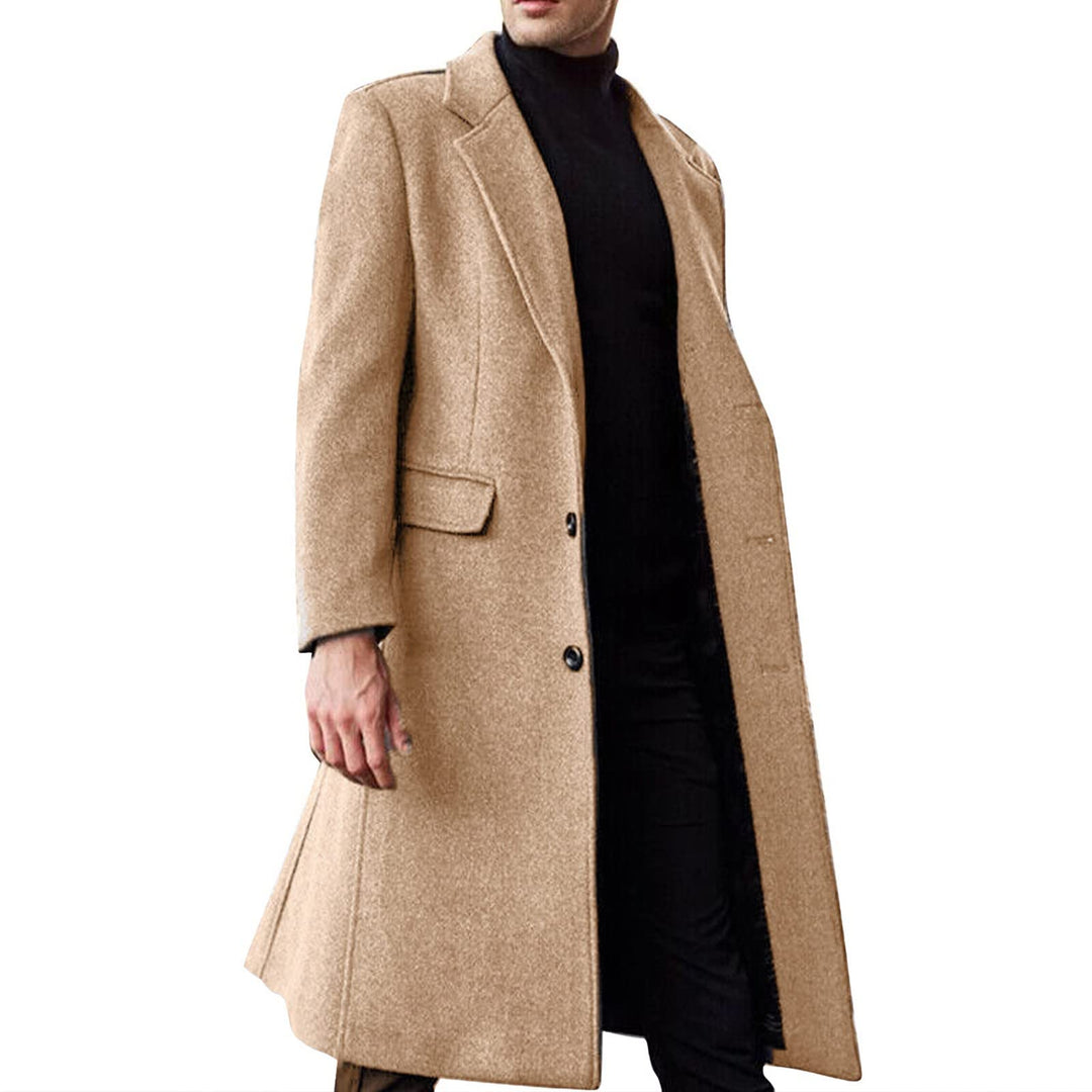Celucke Mantel Herren Lange Jacke Overknee Tweedjacke Langarm Wintermantel Business Freizeit Wollman