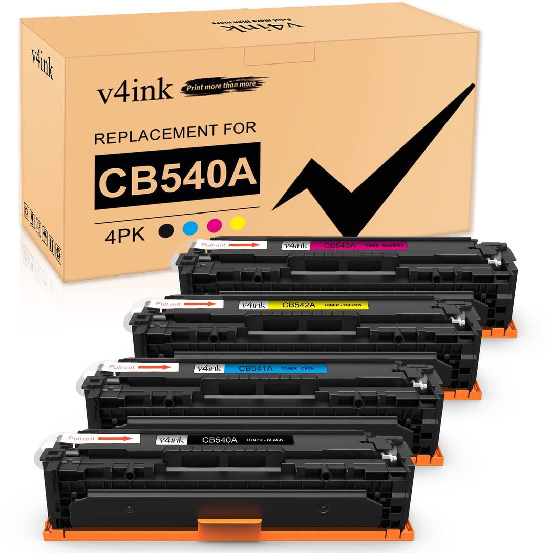v4ink CB540A 125A wiederaufbereitete Tonerkartuschen, kompatibel für HP 125A CB540A CB541A CB542A CB