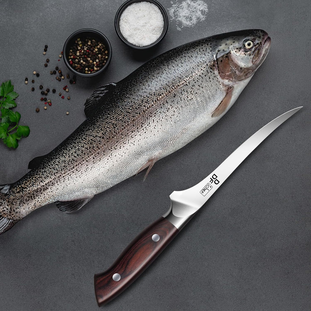 DDF iohEF Filetiermesser 18cm - Ausbeinmesser Profi Fischmesser für Fisch und Fleisch, Ergonomischer