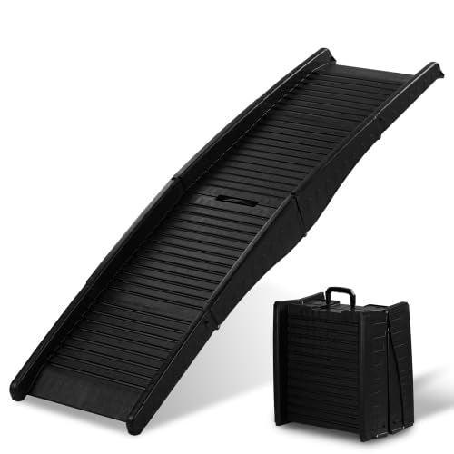 LEADZM Hundetreppe klappbar bis 50 kg, Einstiegshilfe für Kofferraum Hunderampe - 150x40 cm, Vierfac