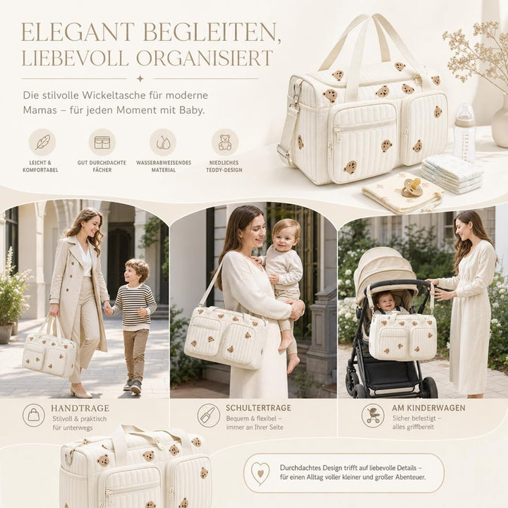 BADCRIS Baby Wickeltasche Grosse Kliniktasche 48×26×22cm Reisewindeltasche | Wickelrucksack Baumwoll