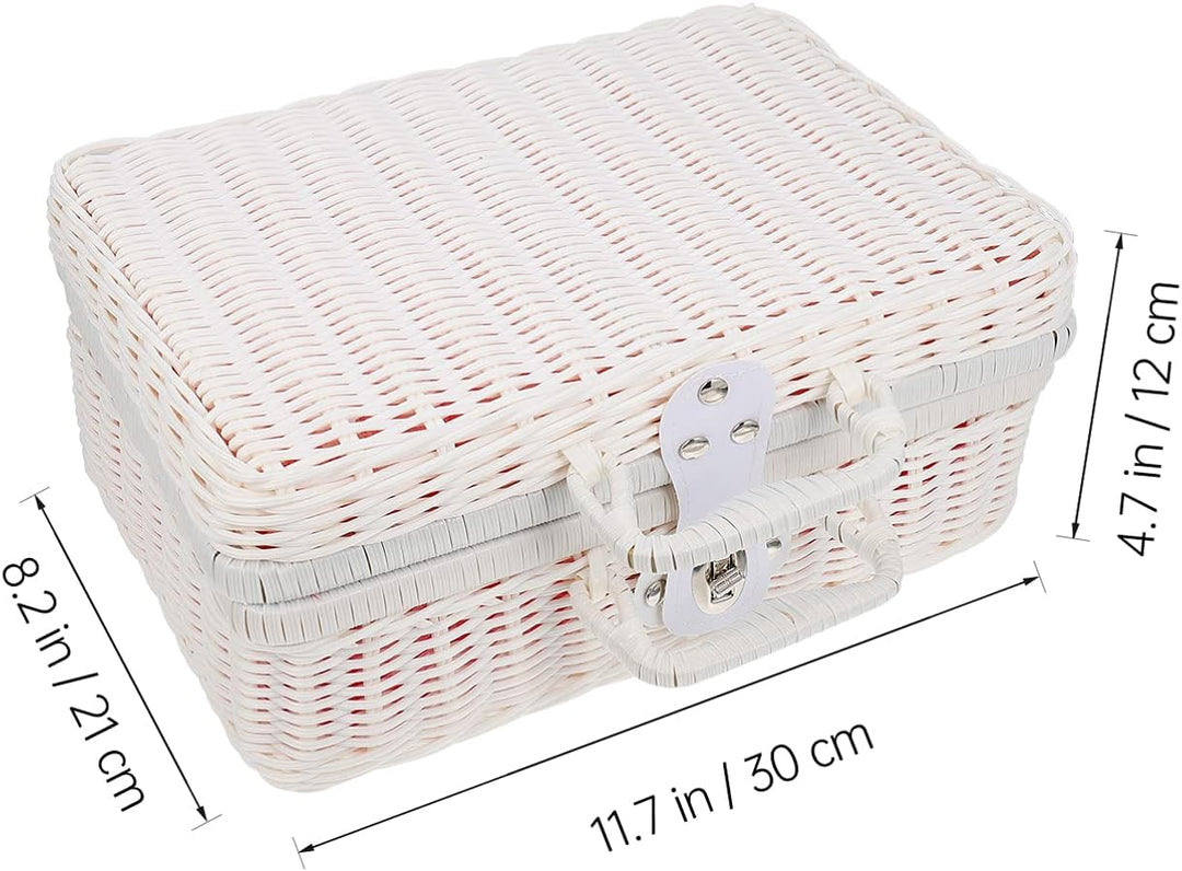 Alipis Kinder Aktenkoffer Koffer Rattan Wicker Aufbewahrungskoffer Imitierte Rattan- Aufbewahrungsbo