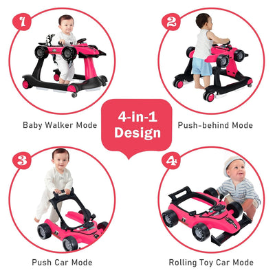 LIFEZEAL 4 in 1 Lauflernhilfe Baby, Höhenverstellbares & Klappbares Babywalker, Baby Gehfrei ab 6 Mo