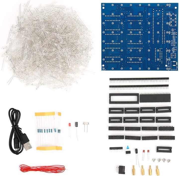 3D LED Würfel Licht Elektronik Bausatz, 8 x 8 x 8 Würfel LED Licht Würfel DIY Lötprojekt Bausatz, Ha