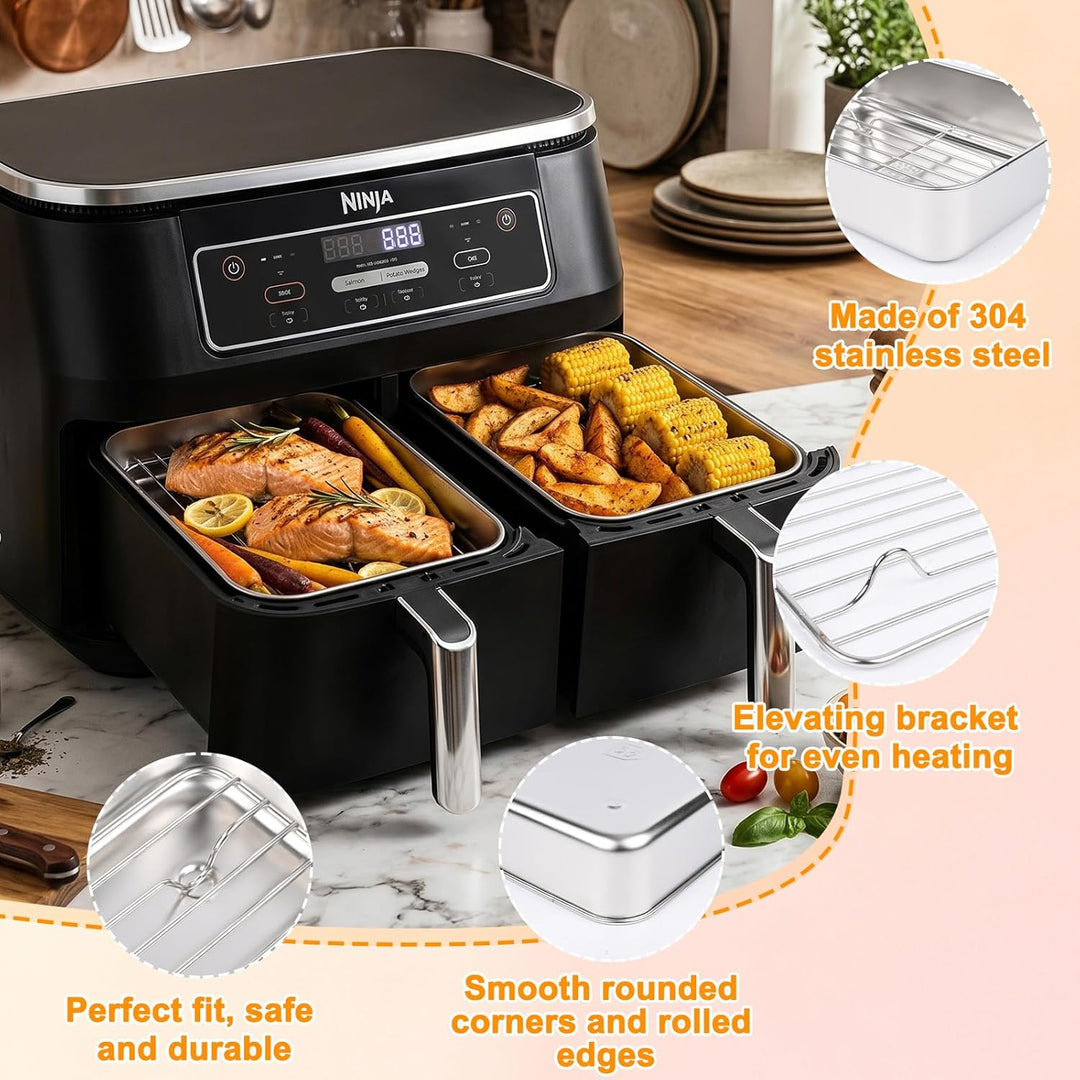 Airfryer Zubehör Set für Ninja Dual Zone & FlexDrawer – 8-tlg. Heissluftfritteuse Zubehör für AF500E