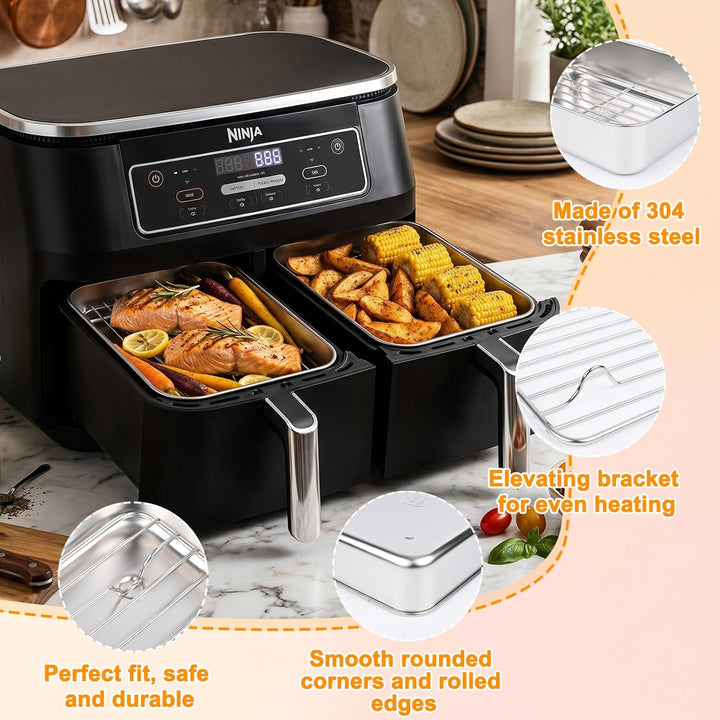 Airfryer Zubehör Set für Ninja Dual Zone & FlexDrawer – 8-tlg. Heissluftfritteuse Zubehör für AF500E