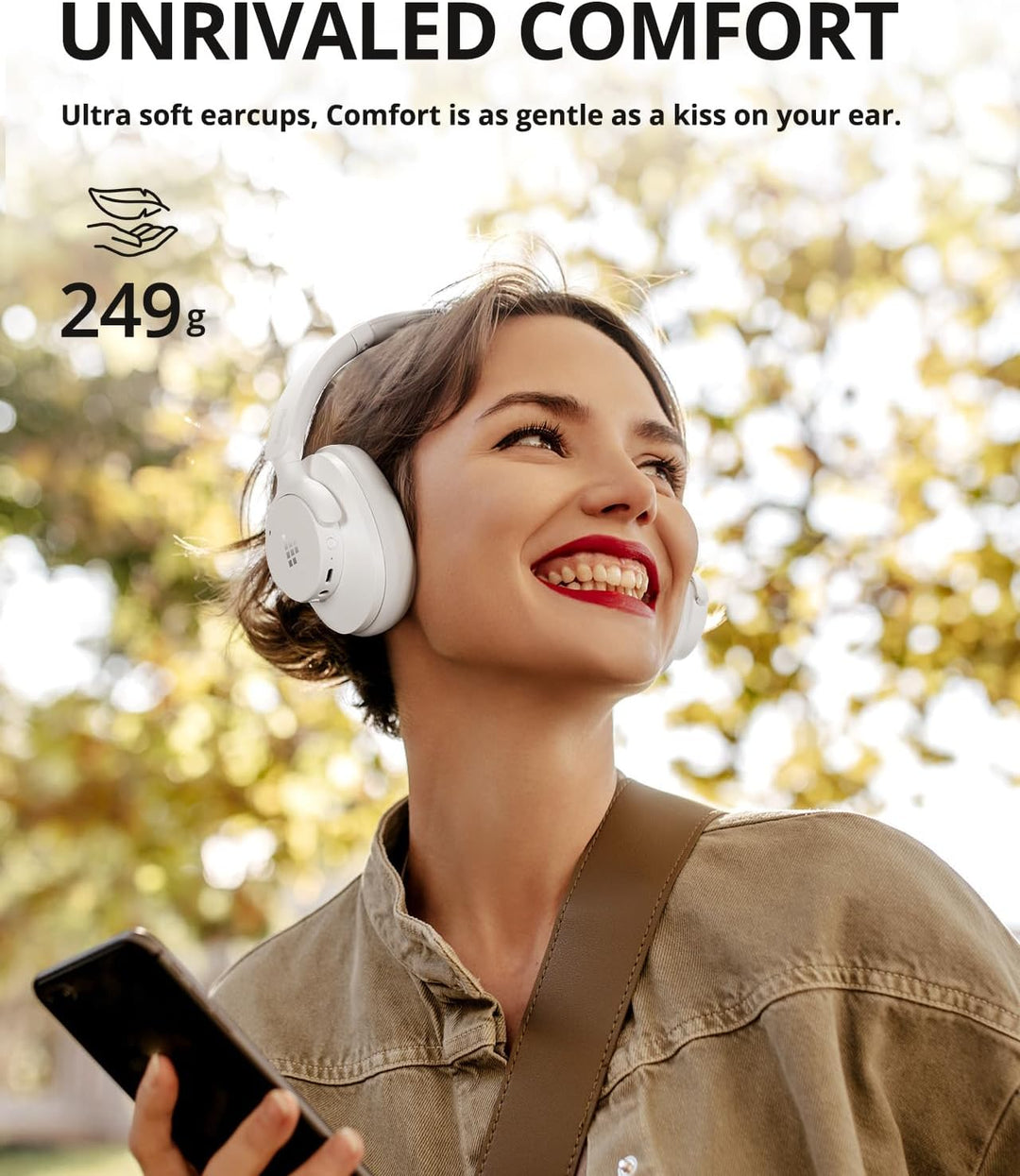 Tronsmart Q20S Hybrid Noise Cancelling Kopfhoerer Kabellos, Over Ear Kopfhörer mit Mikrofon, Hi-Res-