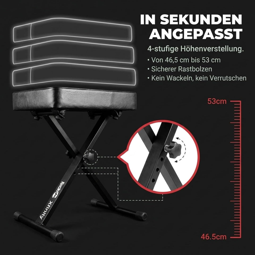 RockJam Premium Adjustable Padded Keyboard Bench or Digital Piano Stool, Regulär