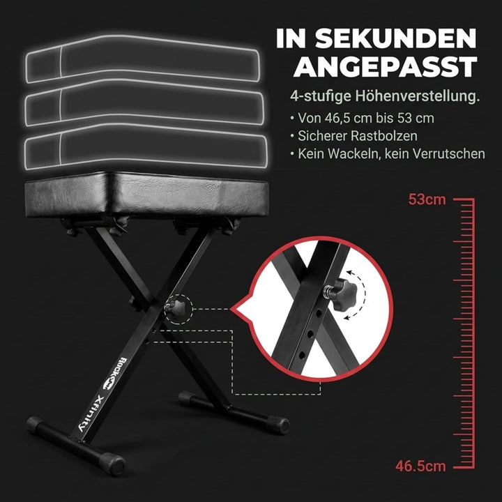 RockJam Premium Adjustable Padded Keyboard Bench or Digital Piano Stool, Regulär