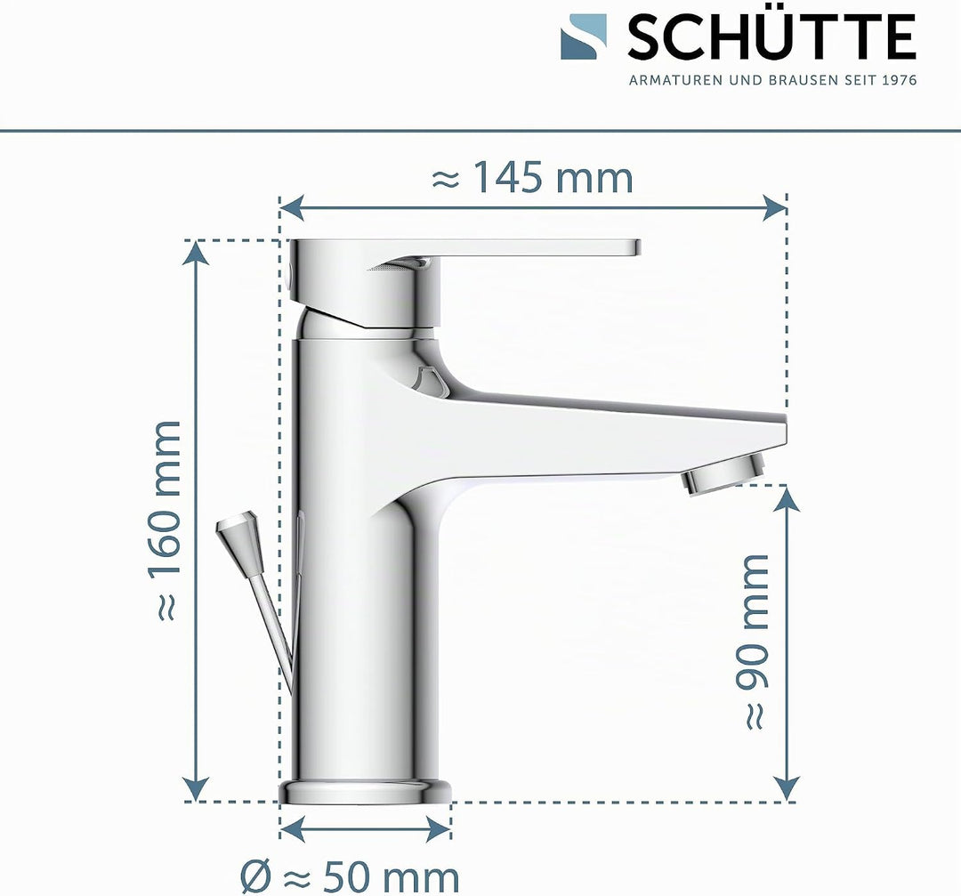 SCHÜTTE 32210 DERBY Wasserhahn Bad Chrom, Waschtischarmatur, Mischbatterie Waschbecken, moderner Ein