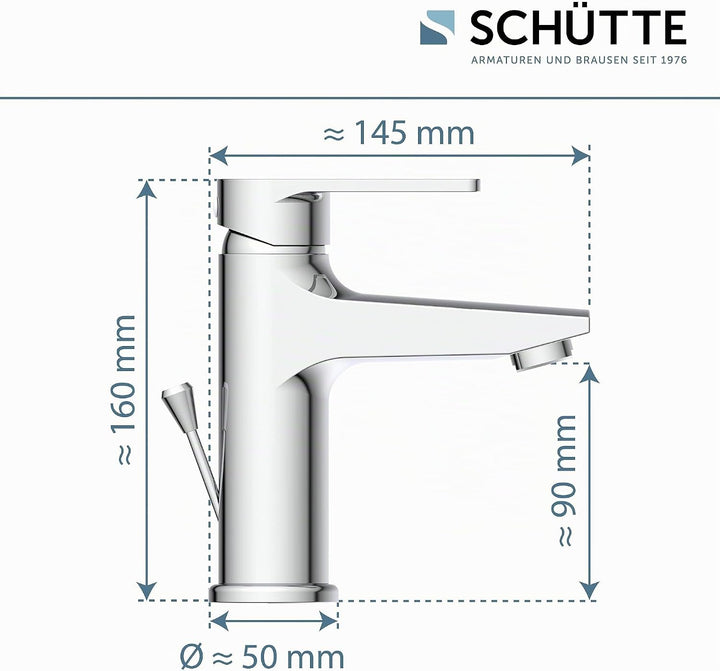 SCHÜTTE 32210 DERBY Wasserhahn Bad Chrom, Waschtischarmatur, Mischbatterie Waschbecken, moderner Ein