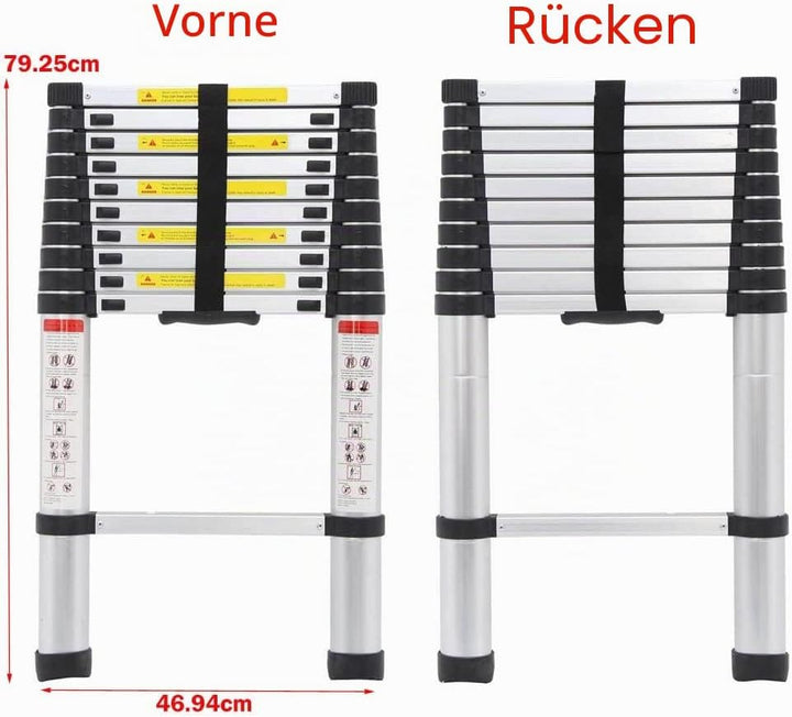Teleskopleiter aus Aluminium, ausziehbare Teleskopleiter, Teleskopleiter, Klappleiter, Loft Ladder,