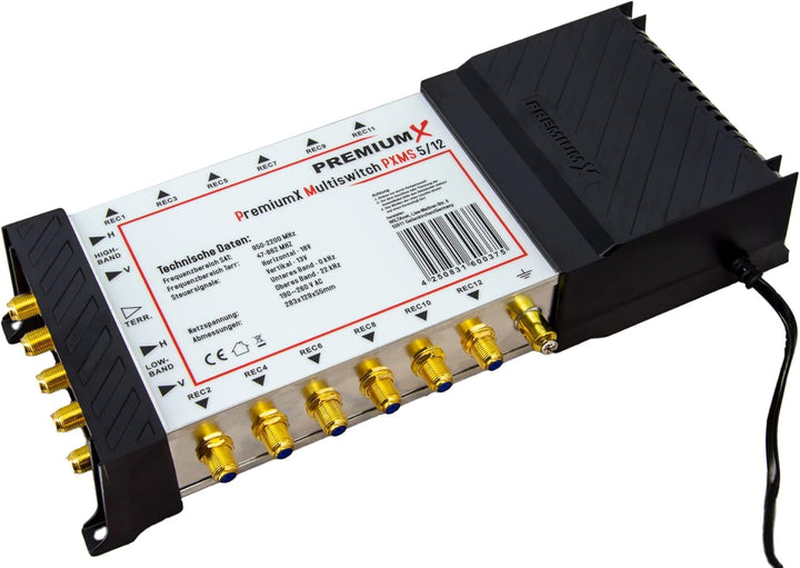 Premium X PXMS 5/12 Multischalter mit Netzteil Multiswitch 1 SAT bis 12 Teilnehmer Satverteiler Digi