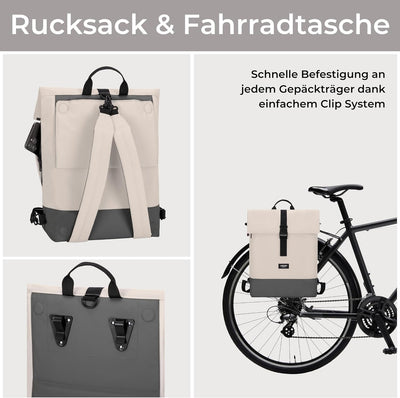 LARKSON Fahrradtaschen für Gepäckträger Damen & Herren Sand Grau - Tammo Bike - 2 in 1 Fahrrad Tasch