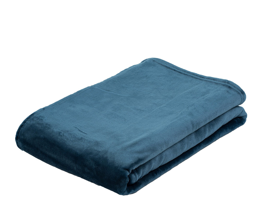 Gözze - Wohn- und Kuscheldecke, Memphis, Hohes Stoffgewicht 300 g/m², 220 x 240 cm - Marineblau 220