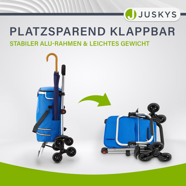 Juskys 3in1 Einkaufstrolley für Treppen - 56 L, modern & klappbar - Treppensteiger Trolley zum Shopp